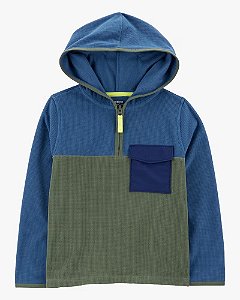 Roupa Infantil Menino Carters Blusa Azul e Verde Com Bolso Azul