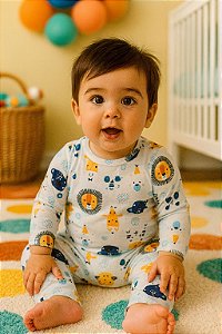 Conjunto Infantil Dadomile Body Leão Modal – 2 Peças