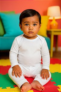 Body Térmico Infantil Dadomile 2 Peças Branco Segunda Pele