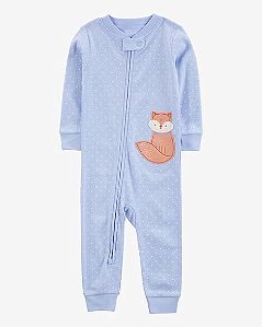 Roupa Infantil Menina Carters Macacão Algodão Azul Raposa Sem Pé