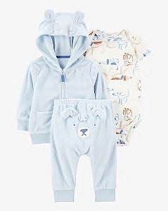 Conj Carter’s 3 Pçs Jaqueta Atoalhada e Body Cachorro Bebê