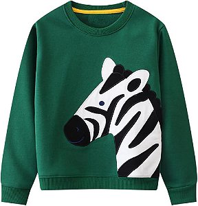 Blusa Moletom Infantil Little Verde Estampa Zebra – Menino