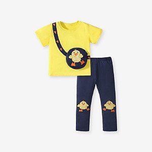 Conjunto Infantil Menina Little – Amarelo com Pintinho 2 Peças