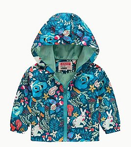 Jaqueta Infantil Menina Little – Verde Estampada com Coelho