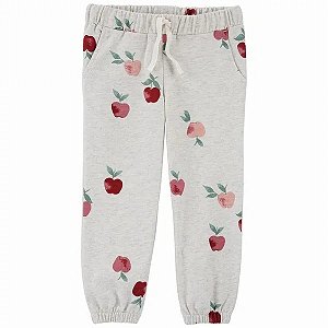 Calça Infantil Menina Carter’s Moletom Cinza Estampa Maçã
