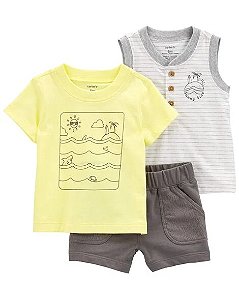 Conj Carter’s 3 Pçs Camiseta Amarela Sol Body e Calça