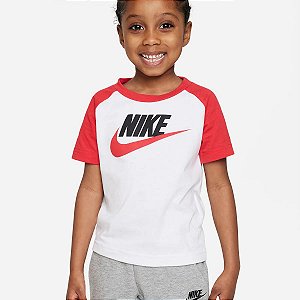 Camiseta Infantil Nike Branca e Vermelha – Manga Curta Importada