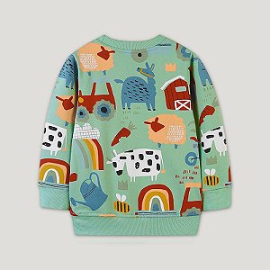 Blusa Moletom Infantil Little Verde Estampa Fazendinha