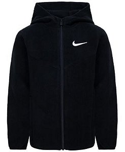Jaqueta Infantil Nike Fleece Preta com Logo Branco – Menino