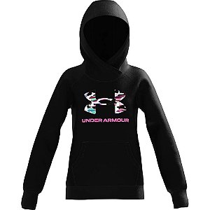 Moletom Infantil Under Armour Preto – Logo Rosa Menina Original