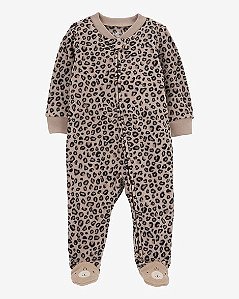 Macacão Infantil Menina Carter’s Fleece Leopardo com Pé