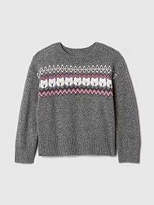 Roupa Infantil Menina Gap Cardigan Fio Cinza Ursinhos