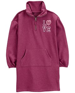 Vestido Infantil Menina Carter’s Moletom Bordô Love Confortável