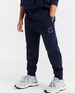 Calça Moletom Infantil Tommy Hilfiger Azul Marinho Forrada Fleece