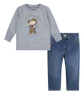 Conjunto Infantil Levi’s Camiseta Urso e Calça Jeans – Menino