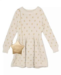 Vestido Infantil Rare Editions Estrela com Bolsa – Quentinho e Fofo
