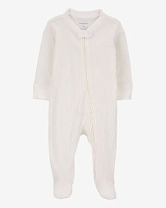 Macacão Infantil Carter’s Algodão Canelado Off White Conforto