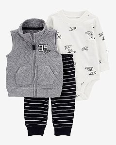 Conj Carter’s 3 Pçs Colete Cinza 39 Champ Body e Calça