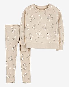 Roupa Infantil Menina Carters Conj 2 Pçs Blusa Moletom Bege Flores