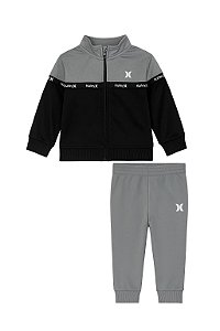 Conjunto Infantil Hurley Jaqueta e Calça Dry Fit Cinza/Preto