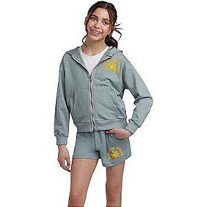 Conjunto Infantil Feminino Volcom – 2 Peças Moletom Verde Menina