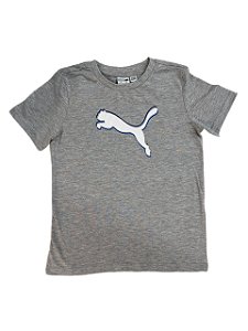 Camiseta Infantil Puma Cinza com Logo – Manga Curta Menino