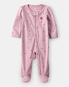 Macacão Bebê Menina Rosa Carter’s Algodão Estampa Morango