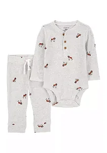 Conjunto 2 Peças Bebê Menino Carter’s Body + Calça Canelado Cachorro