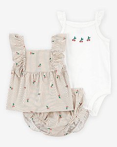 Conjunto 3 Peças Bebê Menina Carter’s Cereja Listrada