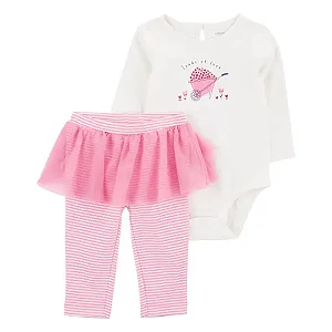 Conjunto 2 Peças Bebê Menina Carter’s Body + Calça Tule Rosa