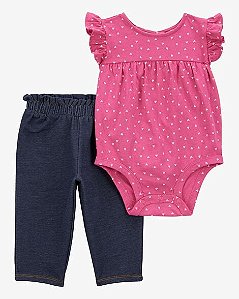 Conjunto 2 Peças Bebê Menina Carter’s Body Coração + Calça