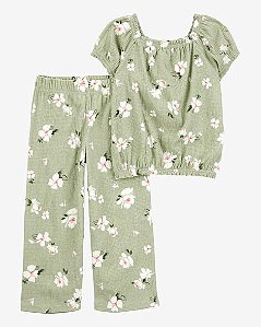 Conjunto 2 Peças Menina Carter’s Blusa Floral + Calça Verde