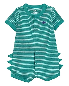 Romper Bebê Menino Carter’s Verde Listrado Bordado Dinossauro