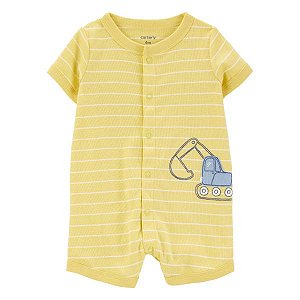 Romper Bebê Menino Carter’s Amarelo Listrado Bordado Construção