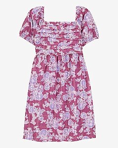 Vestido Infantil Menina Carter’s Floral Franzido Rosa