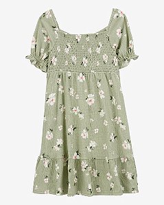 Vestido Infantil Menina Carter’s Floral Franzido Verde