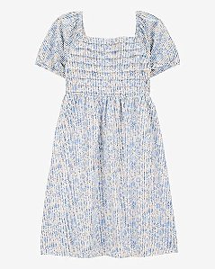 Vestido Infantil Menina Carter’s Floral Franzido Azul
