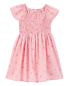 Vestido Infantil Menina OshKosh Floral Rosa Algodão