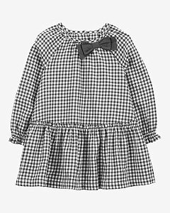 Vestido Infantil Menina Carter’s Xadrez Preto com Laço
