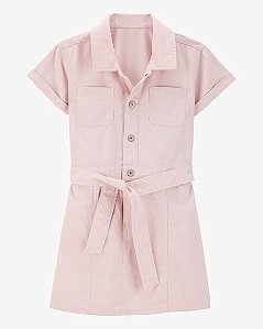 Vestido Infantil Menina OshKosh Jeans Rosa Manga Curta