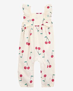 Macacão Bebê Menina Carter’s Cereja Marfim Mangas Esvoaçantes