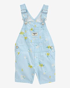 Jardineira Jeans Infantil Menina OshKosh Azul Floral