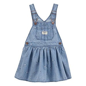 Vestido Jeans Infantil Menina OshKosh Azul Flores