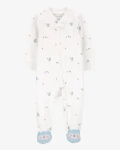 Macacão Bebê Menina Carter’s Algodão Coruja Zíper Bidirecional