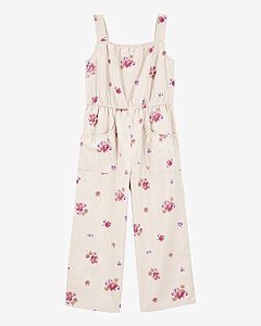 Macacão Infantil Menina OshKosh Wide Leg Bege Floral