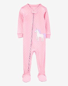 Macacão Infantil Menina Carter’s Rosa Unicórnio Algodão