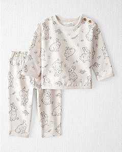 Conjunto Bebê 2 Peças Little Planet Algodão Orgânico Bege Coelho