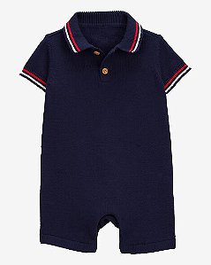 Romper Polo Infantil Baby B’gosh Tricô Azul Marinho