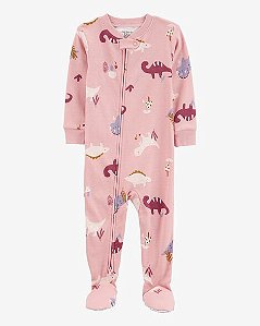 Macacão Infantil Menina Carter’s Algodão Rosa Dinossauros