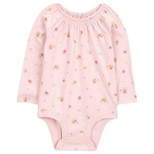Body Infantil Menina OshKosh B’gosh Rosa Flores Manga Longa